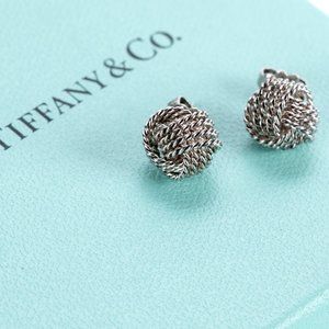 TIFFANY & CO Sterling Silver Somerset Twist Knot Stud Earrings